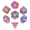 Acrylic Two-Color Swirl Translucent Dice Purple/Orange/Green 7- Die Set