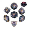 Handmade Sharp Lotus Dice (Black/Purple) 7-Die Set