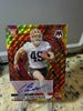 2025 Panini Mosaic Rookies Carson Schwesinger number 371 Red Yellow Mosaic Prizm autograph front