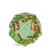 55mm D20 (Green w/ Gold Numbers & Bubbles)