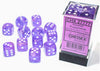 Borealis 16mm d6 Purple/White Luminary Dice Set