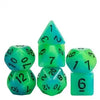 Acrylic Color Blend Glow in the Dark Dice Green/Blue 7-Die Set