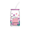 Peanuts Snoopy Floral 16oz Glass Tumbler w/ Plastic Lid