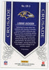 Back of Lamar Jackson 2023 Panini Rookies & Stars Crusade #CR-3 Prizm