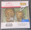 2023 Hallmark Funko Pop Star Wars Chewbacca & Wicket Gold Chase Ornaments