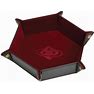 Dice Tray: Hexagon, Folding - Burgundy, Brass Buttons - Sweets and Geeks