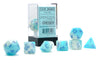 Chessex Gemini Pearl Turquoise-White/Blue Luminary 7 Die Set - Sweets and Geeks